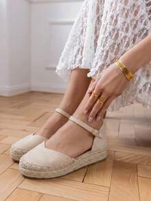 VIKIVIKI SHOES Women's Platform Espadrilles With A Thick, Non-Slip Sole, Y2K Vintage Bohemian Style, Comfortable For Walking, Ideal For Summer, Vacations, The Beach, City Wear, And Everyday Outfits, Perfect For Fresh Looks And Getaways. Estimated Delivery: 1-3 Business Days (Peninsula) - 米色 - 查看 1