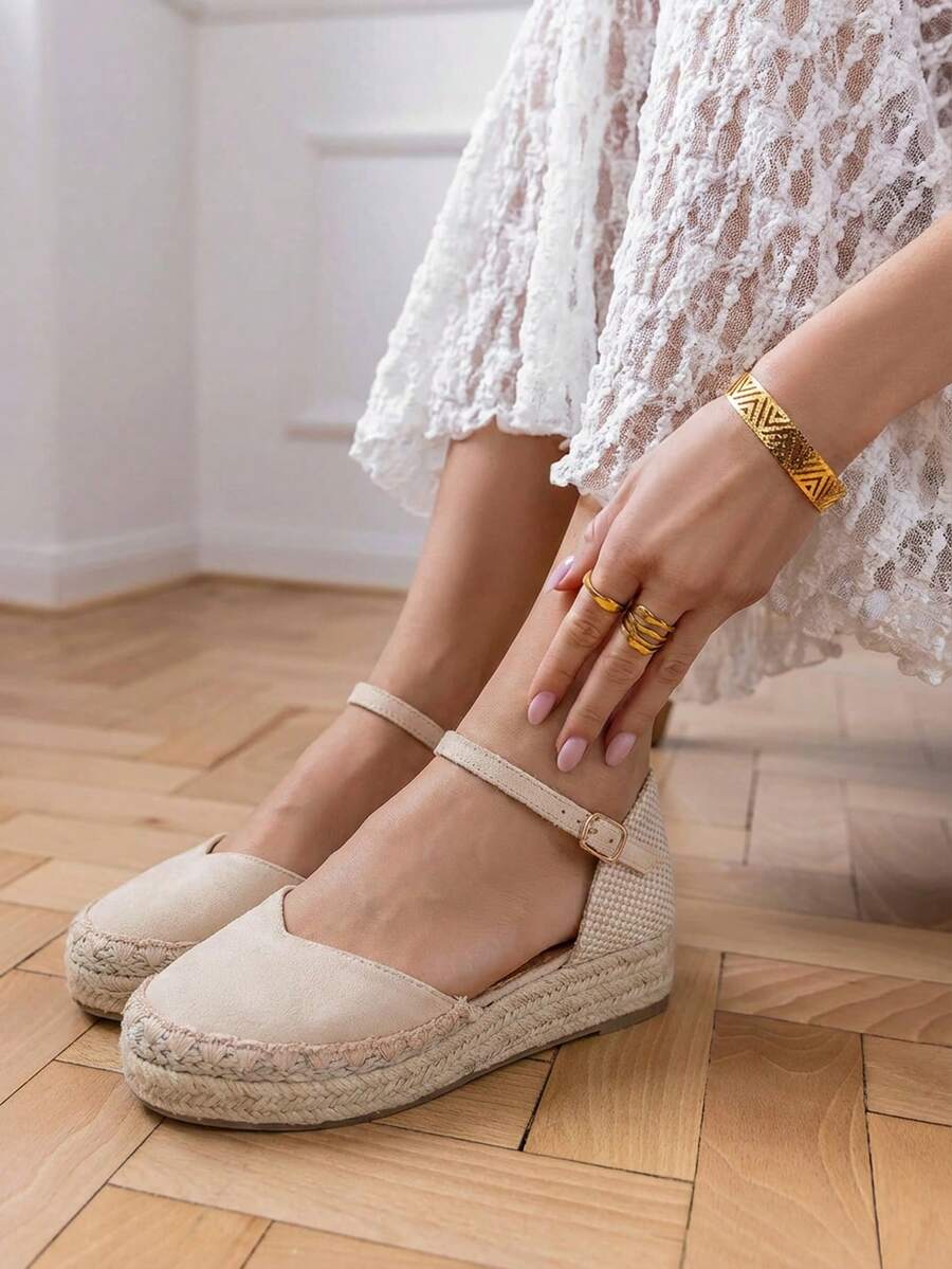 VIKIVIKI SHOES Women's Platform Espadrilles With A Thick, Non-Slip Sole, Y2K Vintage Bohemian Style, Comfortable For Walking, Ideal For Summer, Vacations, The Beach, City Wear, And Everyday Outfits, Perfect For Fresh Looks And Getaways. Estimated Delivery: 1-3 Business Days (Peninsula) - 米色 - 查看 1