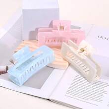 Pinzas para el cabello de mármol pastel de gran tamaño para mujeres - Pinzas de mandíbula con agarre antideslizante y resistente, accesorios para el cabello de acetato rectangulares de gran tamaño, pinzas para el cabello mate para cabello grueso/fino, regalos de estilo diario/fiesta para el cabello en la playa - Multicolor - Ver 2