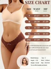 5条装女士纯棉全包臀三角裤，低腰三角裤，比基尼款式，柔软蕾丝边，性感三角裤，尺码S-XXL - 彩色 - 查看 6