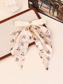 1件优雅缎带印花撞色拼接蝴蝶结发夹配饰，女士适用 - 彩色 - 查看 4