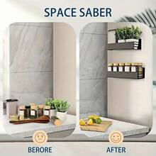 2PCS4pcs Magnetic Spice Racks For Refrigerators - Large Capacity, Space-Saving, No-Drill Installation, Durable Kitchen Organizer Shelves, Black - màu đen - Xem 5