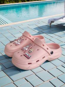 夏季新款厚底凉鞋，【防滑沙滩鞋】DIY卡通熊休闲百搭通勤款，EVA材质透气防滑轻便柔软，沙滩度假鞋厚底舒适室内外男女洞洞鞋 - 多色 - 查看 7