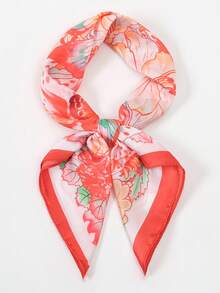 1条简约印花70厘米方形围巾，新款春季女士头巾，多功能腰带、头巾、发带、头巾、时尚领巾 - 彩色 - 查看 5