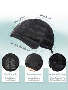 长款中分黑色波浪卷假发，耐热合成纤维，适合女性日常、角色扮演或派对佩戴。 - 黑色 - 查看 5