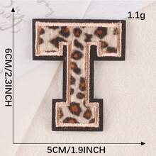 A-Z English Letter Patches, Leopard Print Embroidered Iron-On Stickers, Suitable For Clothing, DIY Name Apparel
