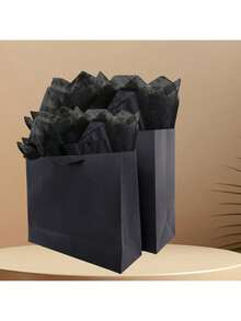 Bộ 8 túi quà màu đen cao cấp có quai dập nổi, túi giấy đen sang trọng, trang trí lễ Phục Sinh. Phiên bản cao cấp đi kèm hộp quà và giấy gói quà, thiết kế tối giản, phù hợp trang trí nhà cửa, văn phòng, trường học, đựng khăn quàng cổ, khăn choàng, đồ ăn nhẹ, quà tặng đám cưới, tiệc tùng, quà tặng cho giáo viên, bạn học, đồng nghiệp, bạn bè, người yêu, cô dâu, phù dâu. - màu đen - Xem 4