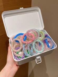 12个/套 时尚彩色螺旋发圈，可用于扎马尾、盘发，休闲佩戴，礼品