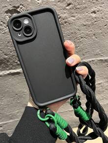 Bộ 3 dây đeo kiểu Hàn Quốc/Nhật Bản màu đen và xanh lá cây, dây đeo chéo, tương thích với iPhone 17 Pro Max, 14, 13, 11, 15, Xs Max, 12 Pro, ốp lưng bảo vệ hai lỗ đơn giản tương thích với iPhone 7/8 Plus - Dây thừng dài ngắn màu đen và xanh lá cây + ốp điện thoại - Xem 4