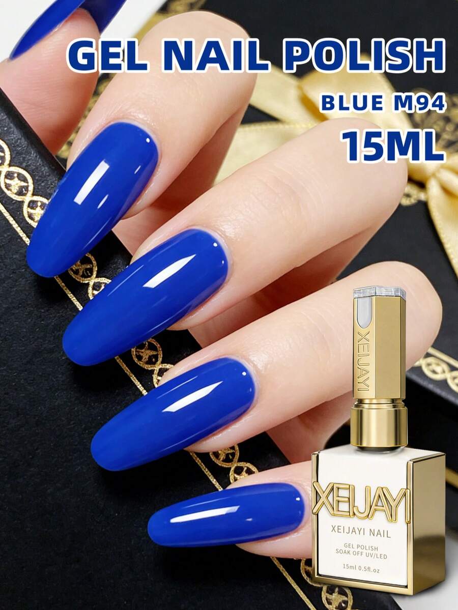 XEIJAYI 1瓶15毫升蓝色凝胶指甲油入门装，纯可卸免擦拭指甲油，适合所有季节 - 藍色 - 查看 1