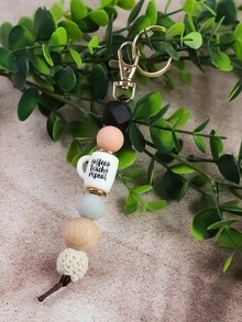 1个马卡龙撞色咖啡杯钥匙扣吊坠，咖啡杯串珠元素，实用小礼物，适合送给老师 - 彩色 - 查看 20