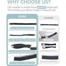 1-Pack Multi-Functional Crevice Cleaning Brush - Durable Stiff Bristle Gap Brush For Kitchen, Bathroom, Windows, And Stovetops - Essential Home Cleaning Tool With Ergonomic Handle | Ergonomic Handle Brush | Plastic Brush, Bathroom Cleaning Supplies - 黑色 - 查看 5