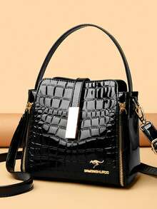 2026 NEW Women Tote Bag Luxury Designer Handbag Crocodile Pattern Leather Shoulder Bag High Quality Crossbody Bags - Black - View 3