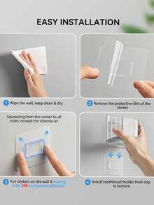 حامل فرشاة أسنان شفاف قطعة واحدة، رف تخزين جداري مقسم، منظم حمام بدون ثقب إبداعي، يمكن تخزين فرشاة الأسنان والمشط والحلاقة، ديكور حمام المنزل - شفاف - مشاهدة 7