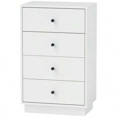 Chest Of Drawers/Sideboard With Four Drawers, Made Of Engineered Wood, Modern Storage Furniture, Ideal For Living Room, Bedroom Or Entryway, 47 X 29 X 75 Cm, White