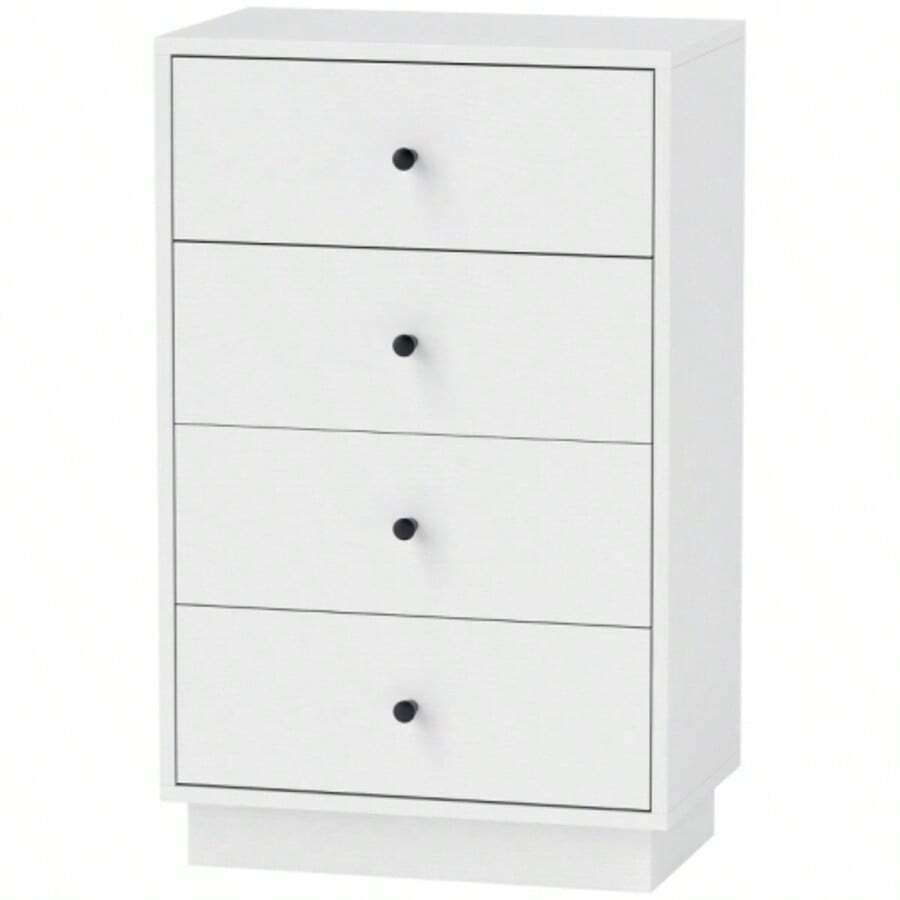 Four-Drawer Chest/Sideboard, Made Of Composite Wood, Modern Style Storage Unit, Ideal For The Living Room, Bedroom Or Entryway, 47 X 29 X 75 Cm, White - White - View 1
