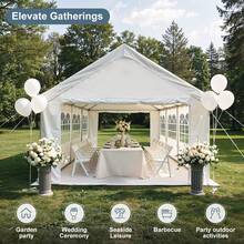10x20'/ 13x26'/16x32'/20x40' Party Tent Heavy Duty Carport Gazebo Canopy Garage Car Shelter With Windows Outdoor UV Protection & Waterproof Party Tent Multifunctional Outdoor Commercial Use For Events & Car / Motorcycle / Boat Protection 2 Windows Walls +2 Zipper Walls - White - View 4