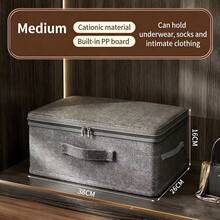 1pc Zippered Storage Box, 42L Foldable Linen Fabric Organizer Bin, Breathable Material, Suitable For Wardrobe, Closet, Toys, Blankets, Washable (Extra Large 45 * 35 * 26cm) - Dark Grey - View 11