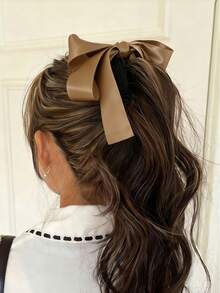 1pc Elegant Bow Hair Clip, Delicate Bowknot Hair Accessory With Sharp Hook Clasp, Suitable For Braids, Buns, Ponytails, Updos, Available In Solid Colors: Black, Red, White, Beige, Brown, Navy, Burgundy, Suitable For Formal And Casual Occasions, Fashionable And Versatile Bow Hair Clip, Hair Clip, Hair Accessory, Head Accessories, Hair Accessories For Women