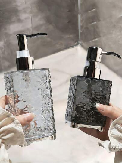 奢华泡沫皂液器，亚克力材质，银色泵头，可重复灌装，空浴室泡沫泵瓶，家居浴室装饰，现代风格，透明塑料液体皂液容器，适用于洗洁精、洗手液、润肤露、洗发水等，高端浴室套装，必备家居收纳用品