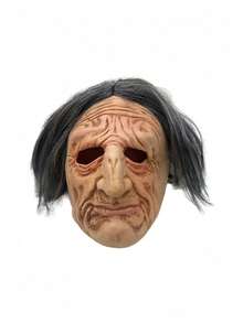 3D硅胶老人面具，成人硅胶面具，男士逼真乳胶面具，全头恐怖乳胶面具，恐怖节日头饰，老妇人乳胶面具，适合角色扮演、节日、派对