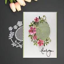 创意花卉和网格切割模具，DIY剪贴簿相册和压花模板，贺卡制作工具，卡片纸切割工艺品，礼品卡制作模板模切。 - 銀色 - 查看 6