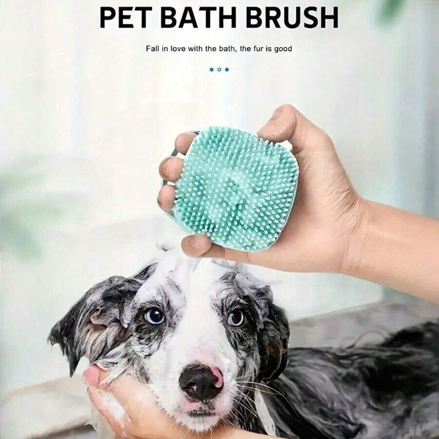 Pet Bathing Brush - Dedicated Pet Bathing Tool - Silicone Bathing Massage Brush Comb - Built-In Shampoo Dispenser Massage Bathing Brush - Dual Function Massage Comb And Cleaning Tool, Ergonomic Handle, Detachable Brush Head, Wet And Dry Use, Silicone Bathing Brush With Shampoo Storage Feature - Durable Silicone Material, Material, Convenient Bathing Brush, Can Open To Dispense Shampoo. - Multicolor - View 1