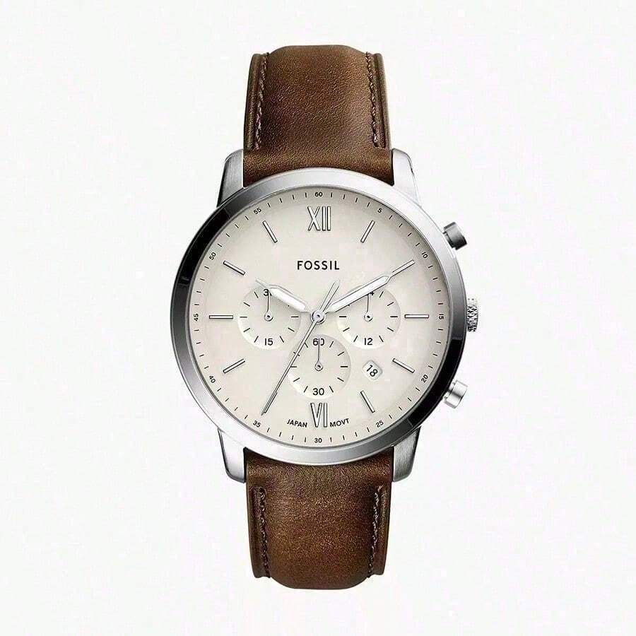 Unisex Quartz Watch, White Round Dial, Leather Strap FS5380 - White - View 1