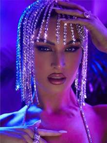 Fashionable Luxury Hollow Mesh Teardrop Pendant Head Chain, Glamorous Sparkling Jewelry For Women, Headpiece, Hair Vine Chain, Head Pieces Jewelry, Jewellery For Women