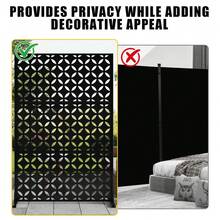 Pantalla de Privacidad Metálica 74"x47.2" con Soporte, Panel Divisor Decorativo para Exterior, Partición Libre para Terraza, Balcón y Jardín, Uso Interior y Exterior - Estilo 4 - Ver 5