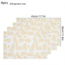 4pcs Premium Refrigerator Pad | Washable, Creative Golden Leaf Design, EVA Material, Waterproof And Oil Proof, Easy To Clean, Non-Slip, Suitable For Shelves, Freezer, Cabinets - Multicolor - View 3