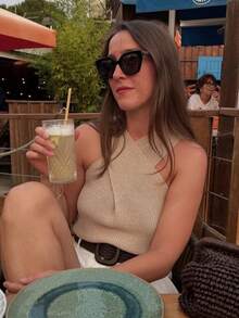 Women's Minimalist Elegant Knit Top, Chic Casual Style, Spring/Summer - Brown - View 4