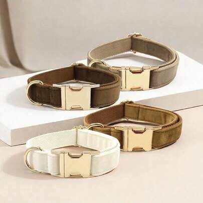 Soft & Comfortable Velvet Zinc Alloy Pet Collar, Suitable For Small, Medium And Large Dogs, Pet Collar/Dog Collar, Durable Zinc Alloy Material, Easy To Buckle And Unbuckle, High-End Dog Collar, Suitable For Weddings, Valentine's Day And Other Occasions (Due To Different Fabrics, Batches And Colors May Vary Slightly, Random Delivery)