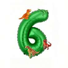 5 Stück Dinosaurier Grüne Zahl Ballons, 32 Zoll extra große grüne Folien-Zahl Ballons mit 4 Mini Dinosaurier Ballons, gemischte Farbe Gummi Dinosaurier Film Ballon Set, geeignet für Geburtstags-Party Dekoration, 1. Geburtstag, Weihnachtsdekoration - Grün - Übersicht 11