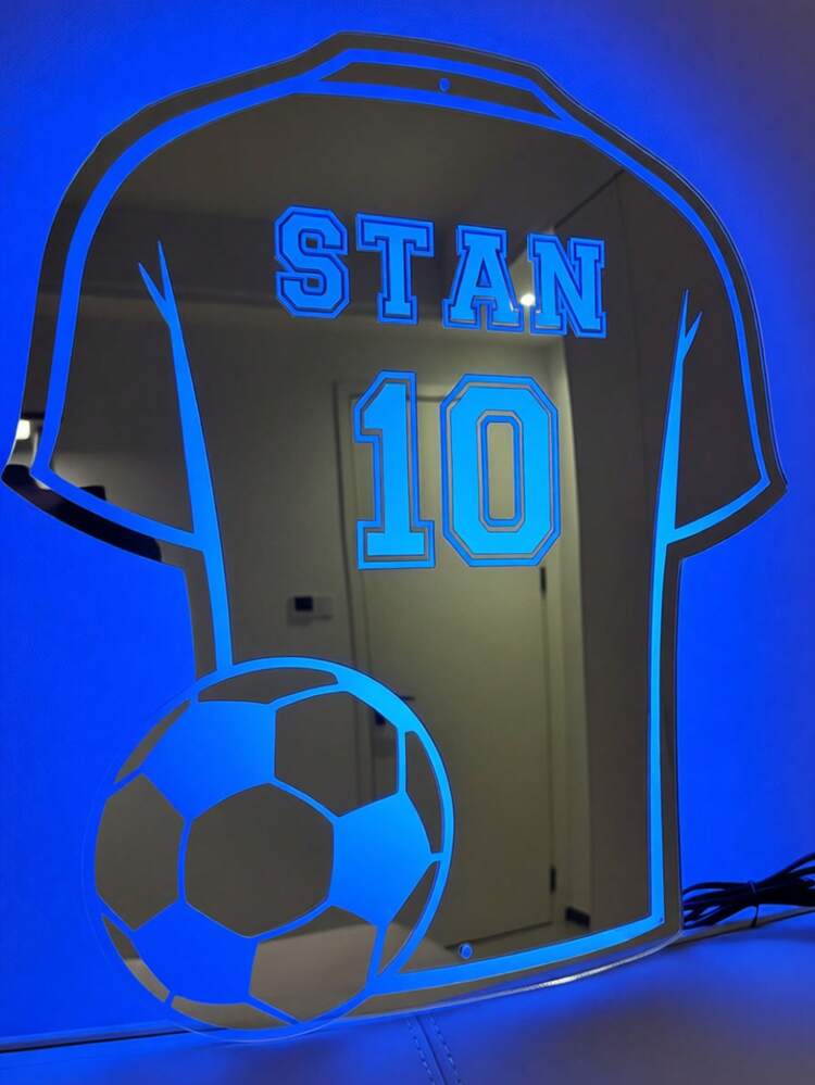 Customized Name LED Neon Light - USB Powered, Personalized Mirror, Customizable Name And Numbers, Personalized Football LED Light, 12 Colors, With Remote Control, Suitable For Bedroom And Living Room Decor, Birthday Party, Football Fans Personalized Mirror, Perfect Holiday Decor, Ideal Gift For Children - Multicolor - View 6