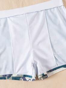 Șort de baie pentru bărbați cu imprimeu geometric și șnur, potrivit pentru plajă, piscină și vacanță de vară - Multicolor - Vizualizare 7