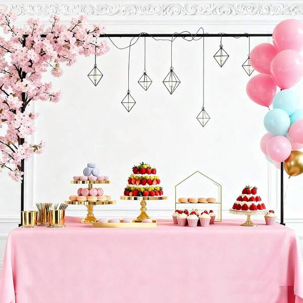 Soporte de arco de mesa ajustable de 37 pulgadas con clips, estantería colgante de arco de globos de metal negro de 95 pulgadas, adecuado para bodas, fiestas de cumpleaños, Halloween, decoración navideña