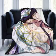 Flannel Fleece Unique Throw Blanket Albedo Overlord Anime Black Hair Yellow Eyes Girl Character Throw Better Sleep Supe - 咖啡棕 - 查看 9