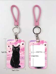 1pc ABS Pink Multi-Cat Pattern Fashion Personalized Cartoon Pull-Push Card Holder Keychain Bag Pendant, Student Wristband Card Holder, Ladies Wristband Card Holder, ID Bus Protection Case, Student Campus Card Protection Case - Multicolor - View 9