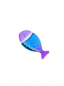 1 Peça Pincel de Maquiagem - Novo Pincel de Maquiagem Escama de Sereia, Pincel de Maquiagem Único com Formato de Cauda de Peixe Grande na Parte Inferior, Pincel Redondo de Pó Base e Blush com Formato de Peixe Pequeno - Multicolorido - Visão 12