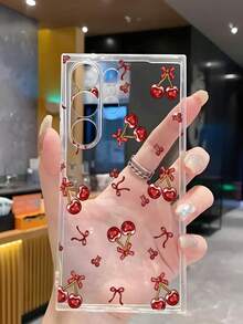 1个可爱樱桃蝴蝶结装饰软壳手机壳，兼容华为荣耀、红米、三星Galaxy A04e/12/A13/A14/A34/A50/A52/A53/A54/S21/S22/S23/S24/S25/S25Ultra/S25FE/S26/S26 Plus/S26 Ultra/S26 Edge、6A/7A/8A、12T/13T/15T/15T Pro - 無色 - 查看 6