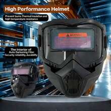 自动变光全脸焊接面罩，带热成像功能，可拆卸透气设计，耐高温防眩光，适用于工业汽车维修焊接设备 - 黑色 - 查看 1