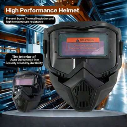 自动变光全脸焊接面罩，带热成像功能，可拆卸透气设计，耐高温防眩光，适用于工业汽车维修焊接设备
