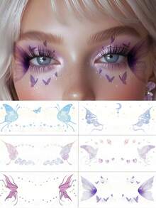 6 Tờ Hình Xăm Bướm Lấp Lánh Hình Xăm Tiên Dễ Thương Chống Nước Miếng Dán Trang Điểm Lấp Lánh Nhiều Màu Sắc Cho Ngày Valentine Tiệc Hè Hẹn Hò Lễ Hội Lễ Phục Sinh Phụ Kiện Cosplay - Nhiều màu - Xem 9
