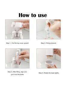 4 In 1 Travel Bottles For Toiletries - Refillable, Leak Proof, Portable Containers For Shampoo Lotion Conditioner Cream - Transparent With Scale And Label - For Business Trips Gym Camping (Green) - 白色 - 查看 5