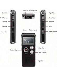 Mini Digital Voice Recorder, Suitable For Lecture Recording - Suitable For Students, Teachers, Journalists | Requires Adapter To Connect To Smartphone