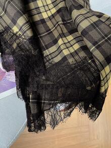 GMFP 女士夏季休闲优雅时尚宽松限量版多色格子蕾丝半身裙，适合音乐节/婚礼季春季穿着 - 彩色 - 查看 5