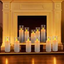 24 Acrylic Transparent Flameless LED Candle Lights, 3 Sizes, 10 Key Remote Control And 24-Hour Timer, Battery Powered, Adjustable Brightness, Perfect For Making Wishes, Wedding Tables, Room Decoration, Halloween, Easter, Father's Day - 白色 - 查看 8