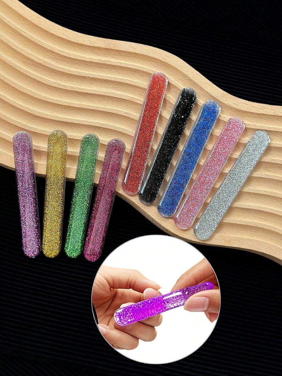 1支彩色玻璃指甲锉抛光棒，手足护理玻璃抛光块，指甲锉打磨去除死皮工具，美甲玻璃棒 - 彩色 - 查看 1