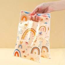 10/25/50 Bohemian Style Handheld Gift Bags - Bright Rainbow Clouds And Butterfly Design, Polypropylene Party Gift Bags, Suitable For Birthdays, Weddings, Baby Showers, And Festive Events, Event Gift Bags, Whimsical Designs, Polypropylene Bags, Small Gift Bags, Christmas, Halloween - Multicolor - View 5